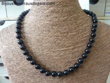 Collier obsidienne oeil céleste-Perles rondes 8 mm