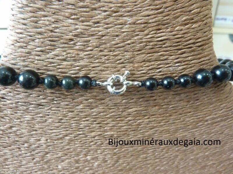 Collier Obsidienne oeil céleste-Perles rondes 8 mm