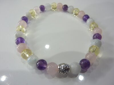 Bracelet citrine-pierre de lune-améthyste-quartz rose