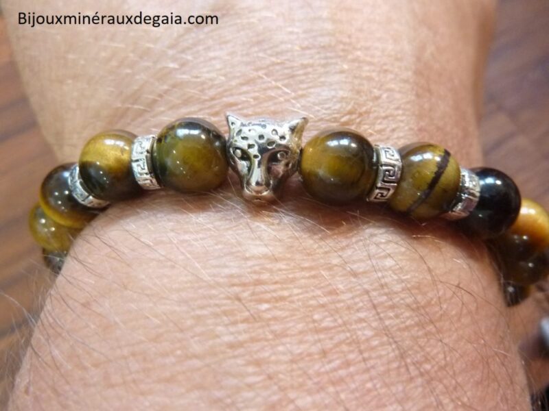 Bracelet Oeil de tigre perles rondes 8 mm