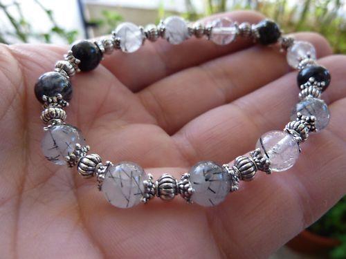 Bracelet quartz tourmaliné noire