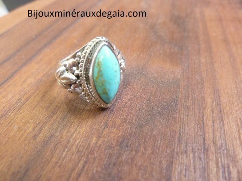 BAGUE TURQUOISE MONTURE EN ARGENT 925.TAILLE 51 3/4 REF 1720