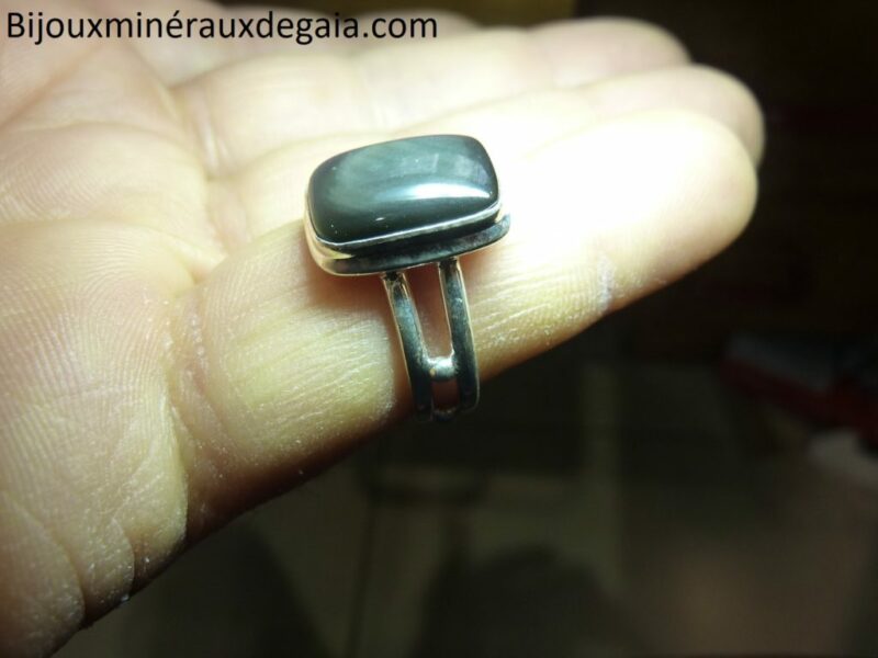 Bague obsidienne oeil céleste argent 925 taille 55 1/4 ref 7098