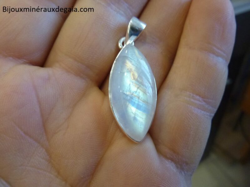 Pendentif pierre de lune monture argent 925 ref 4544