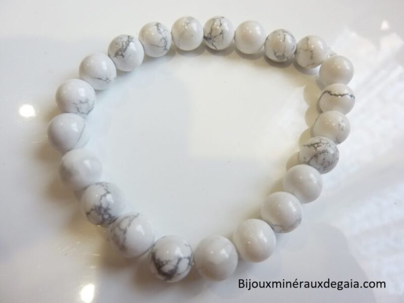 Bracelet Howlite - Perles rondes 8 mm