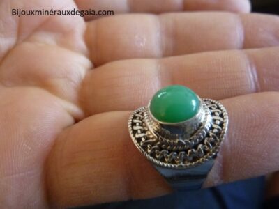 Bague Chrysoprase monture argent 925 taille 54 Ref 3774