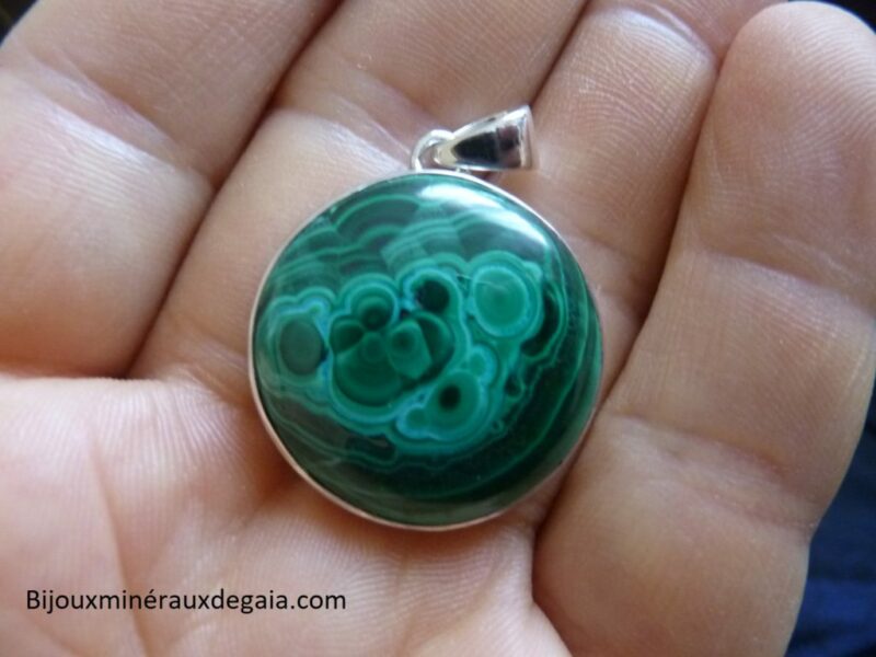 Pendentif malachite monture argent 925 REF 5433