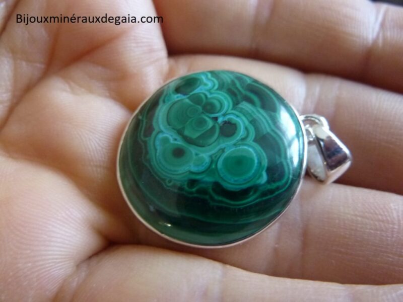 Pendentif malachite monture argent 925 REF 5433