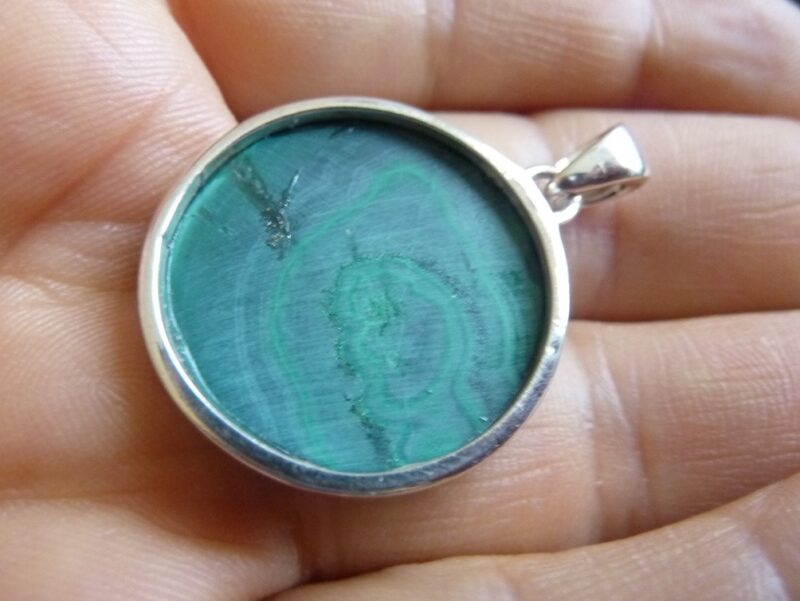 Pendentif malachite monture argent 925 REF 5433