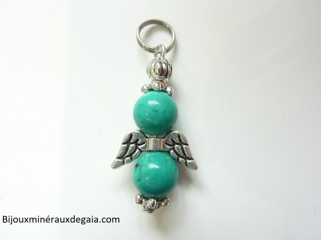 Pendentif Turquoise ange - Perles rondes 8 mm