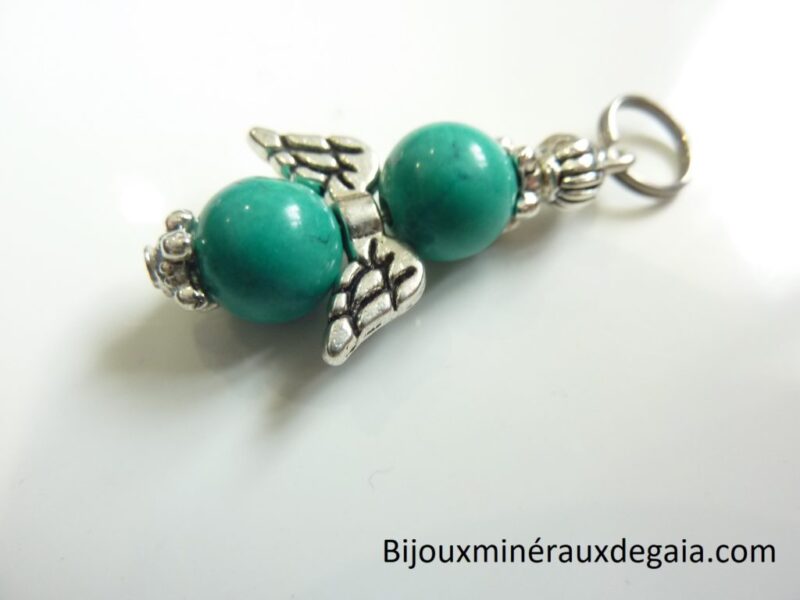 Pendentif Turquoise ange - Perles rondes 8 mm