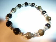 Bracelet Obsidienne dorée Perles rondes 8 mm