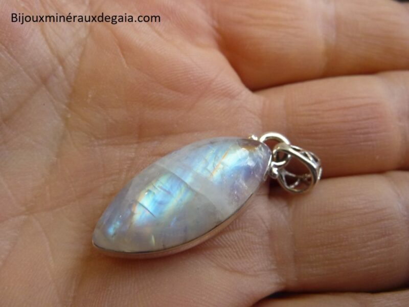 Pendentif pierre de lune monture argent 925 ref 3004