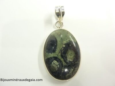PENDENTIF JASPE KAMBAMBA MONTURE ARGENT 925 REF 9024