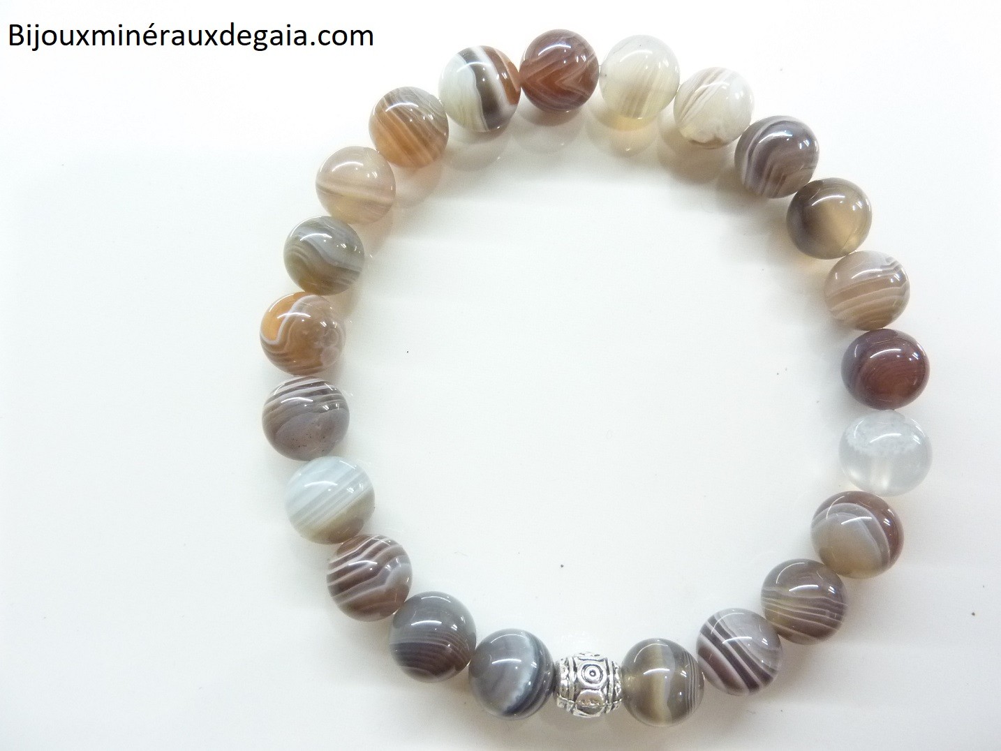 Bracelet agate botswana – Perles rondes 8 mm