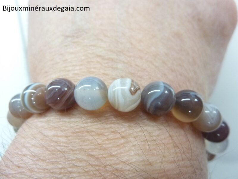 Bracelet agate botswana – Perles rondes 8 mm