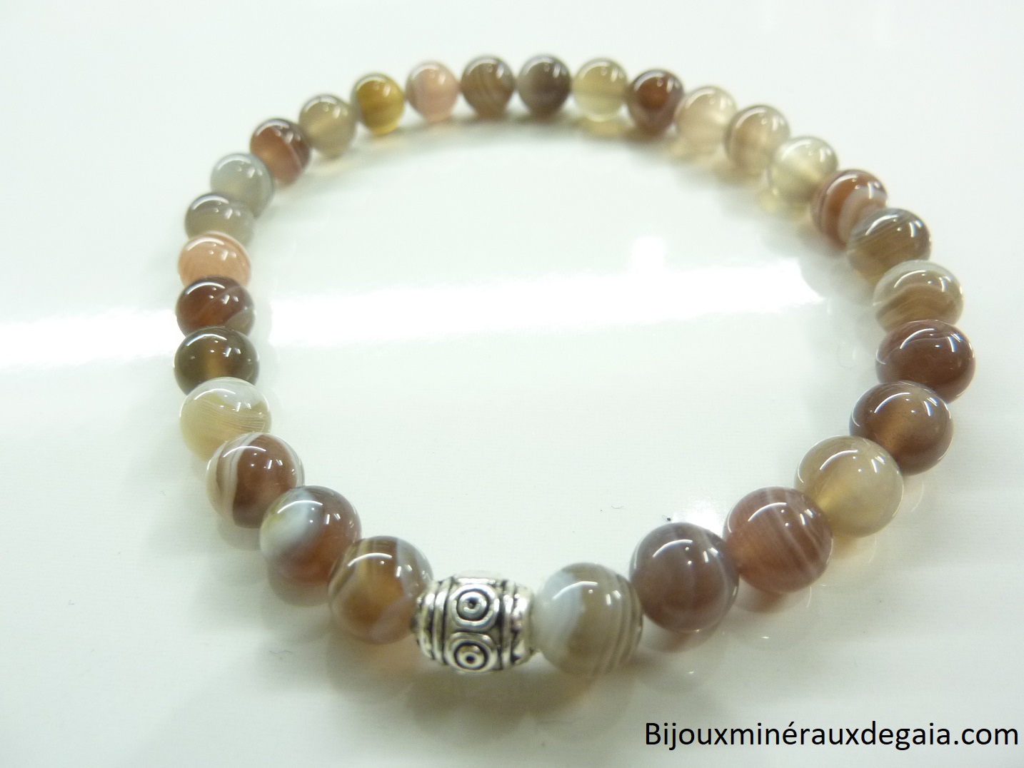Bracelet agate botswana – Perles rondes 6 mm