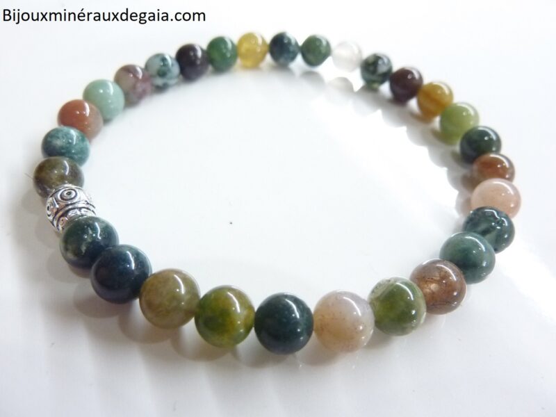 Bracelet agate Indienne – Perles rondes 6 mm