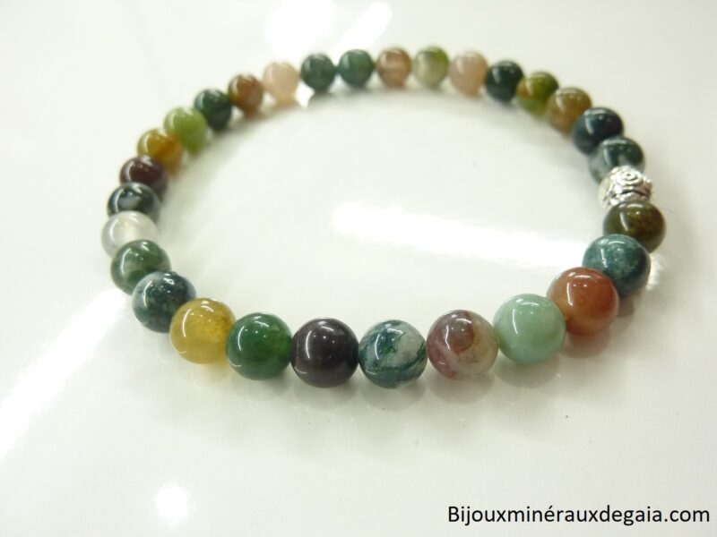 Bracelet agate Indienne – Perles rondes 6 mm