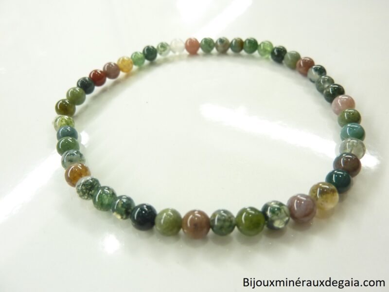 Bracelet agate Indienne – Perles rondes 4 mm