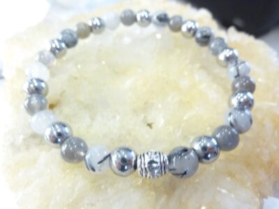 Bracelet Hématite-labradorite-quartz tourmaliné