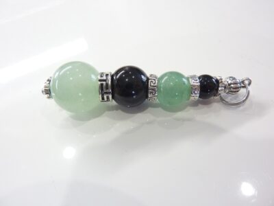 Pendentif Aventurine verte-Tourmaline noire Ancrage-Centrage