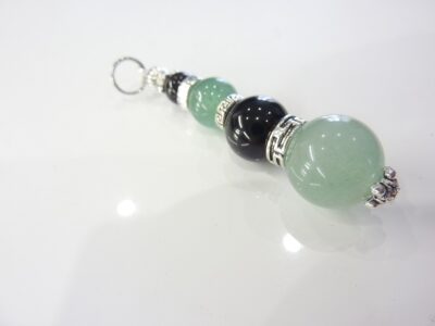 Pendentif Aventurine verte-Tourmaline noire Ancrage-Centrage