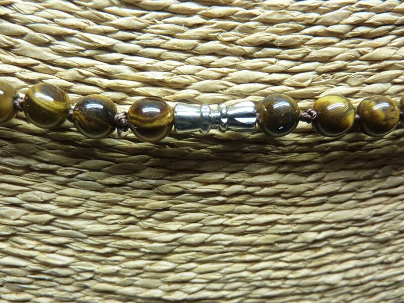 Collier Oeil de tigre - perles rondes 6 mm L 62 cm