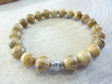 Bracelet Jaspe paysage - Perles rondes 8 mm