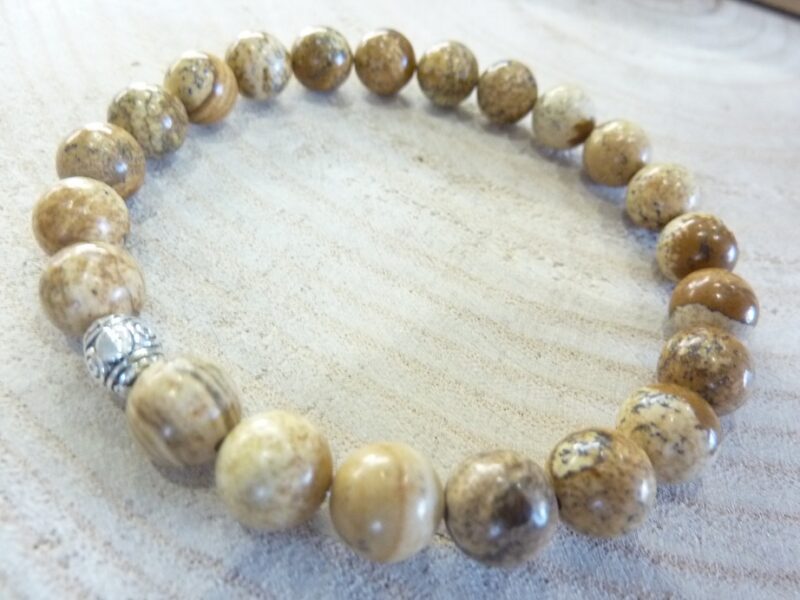 Bracelet Jaspe paysage - Perles rondes 8 mm