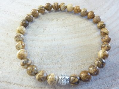 Bracelet Jaspe paysage - Perles rondes 6 mm