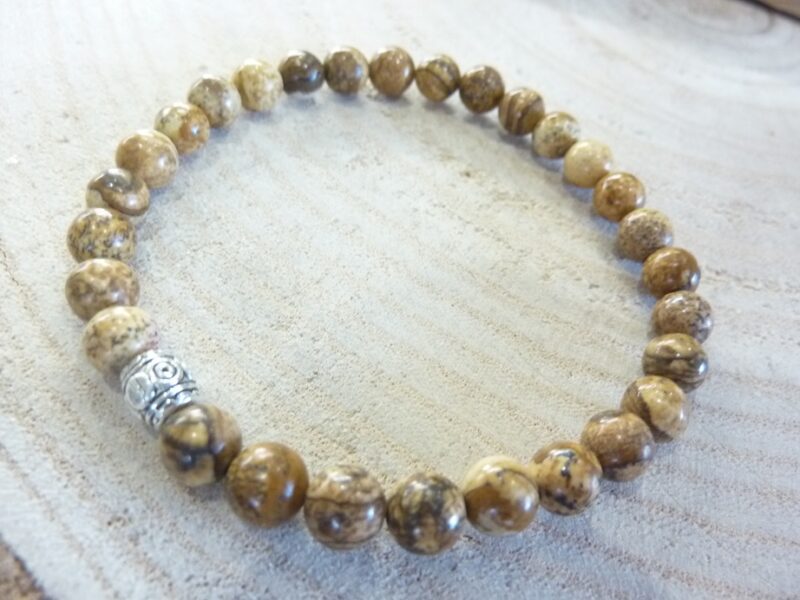 Bracelet Jaspe paysage - Perles rondes 6 mm