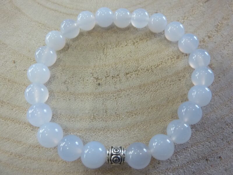 Bracelet Calcédoine Bleue - Perles rondes 8 mm