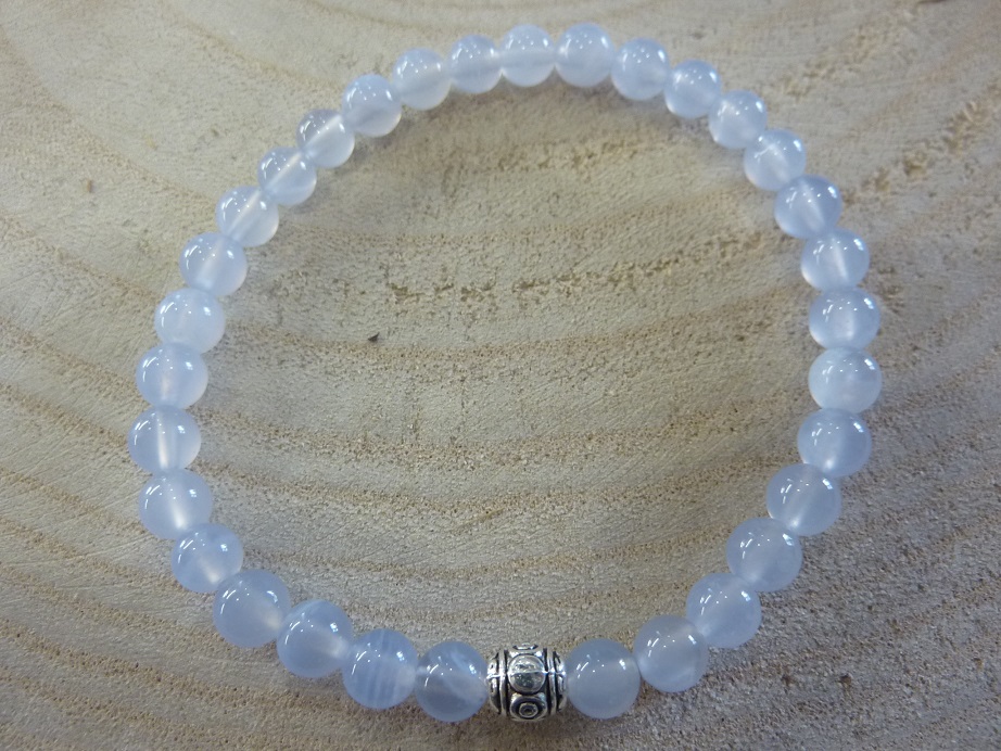Bracelet Calcedoine Bleue - Perles rondes 6 mm 