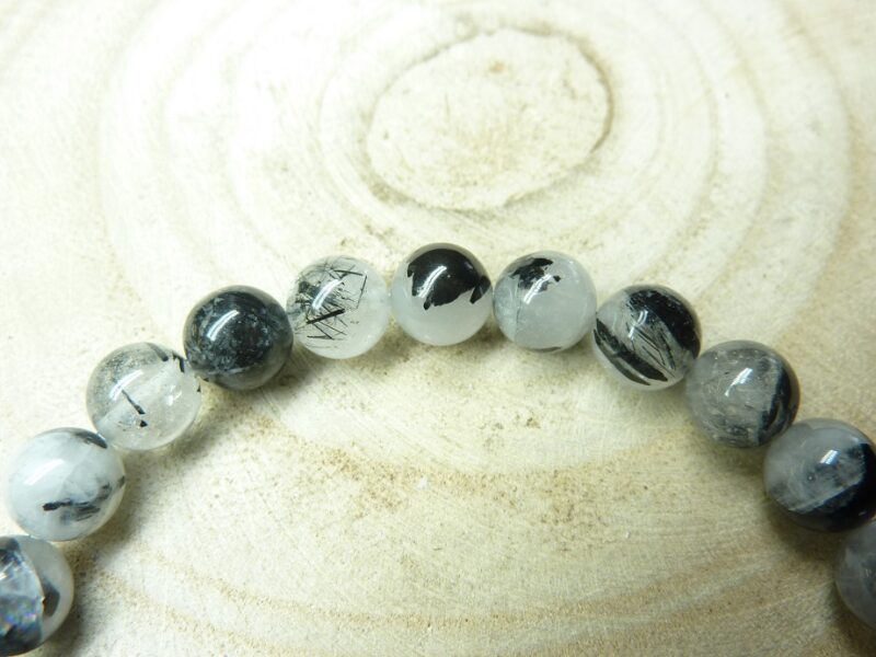 Bracelet Quartz tourmaliné - perles rondes 8 mm