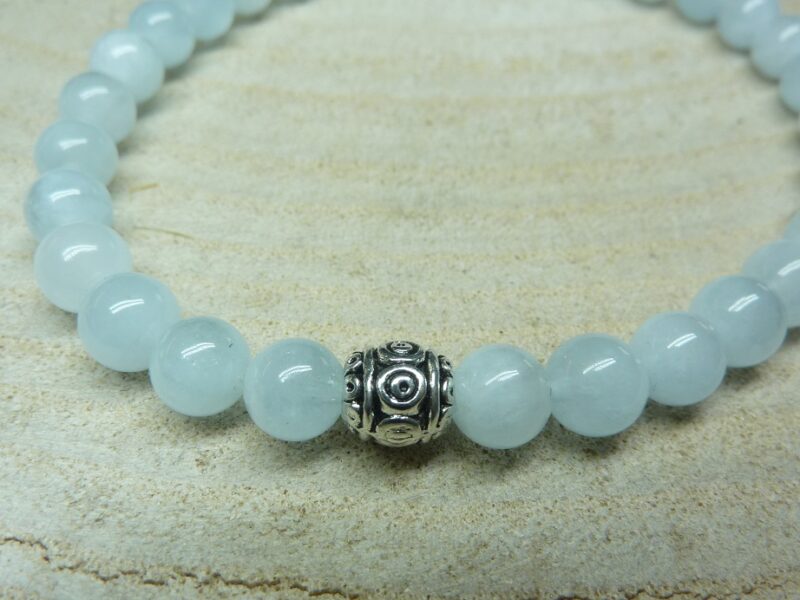 Bracelet Aigue marine - Perles 6 mm