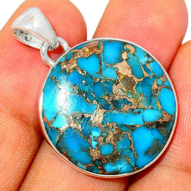 Pendentif Turquoise monture argent 925 ref 6765