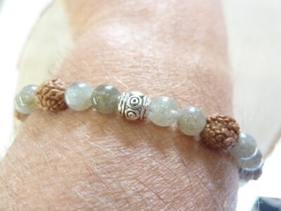 Bracelet Rudraksha-Labradorite - Perles 8-6 mm