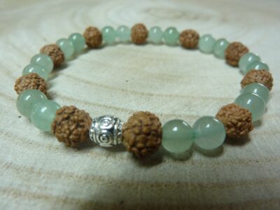 Bracelet Rudraksha-Aventurine verte - Perles 8-6 mm