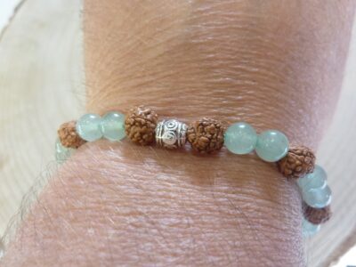 Bracelet Rudraksha-Aventurine verte - Perles 8-6 mm