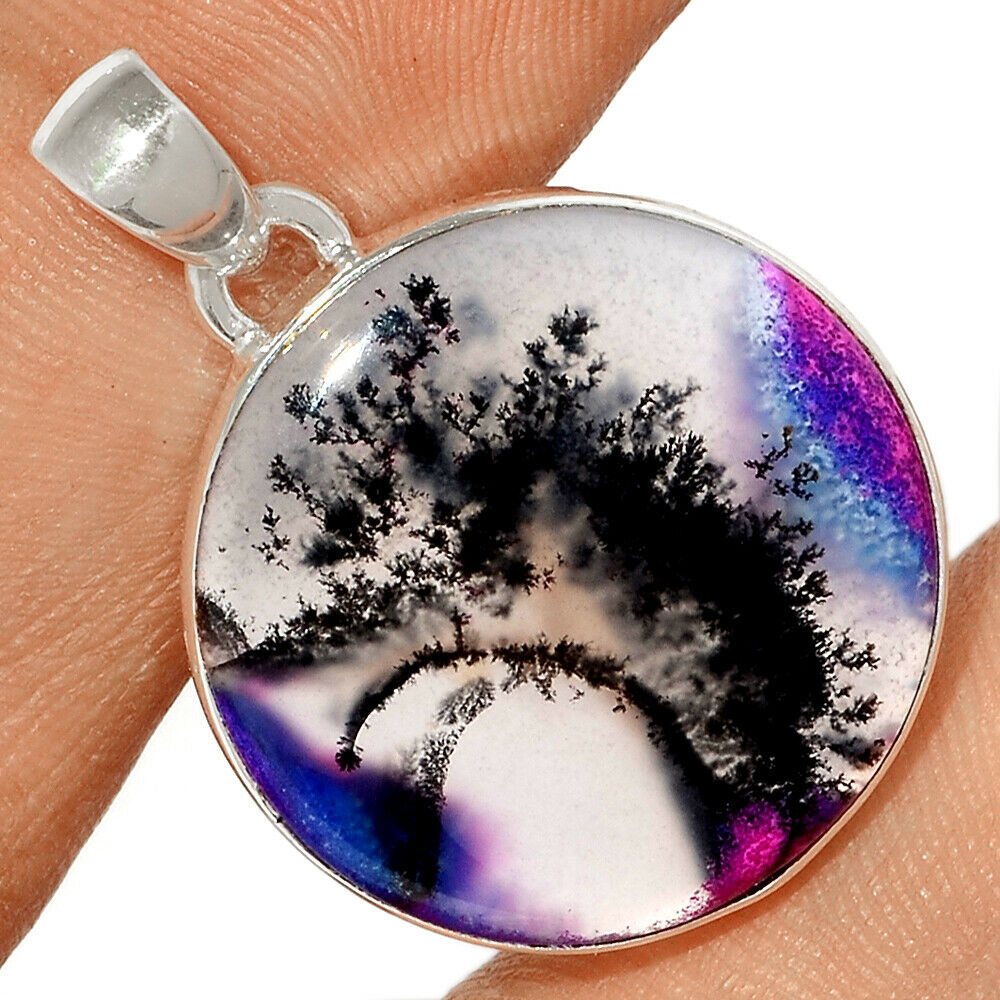 Pendentif Merlinite opale dentritique Monture argent 925 REF 0423
