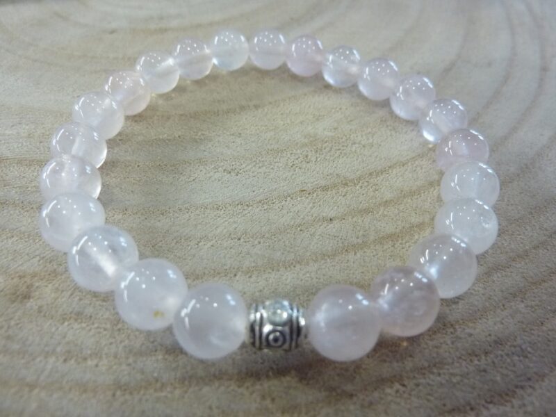 Bracelet Quartz rose – perles rondes 8 mm