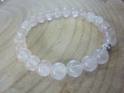 Bracelet Quartz rose – perles rondes 8 mm