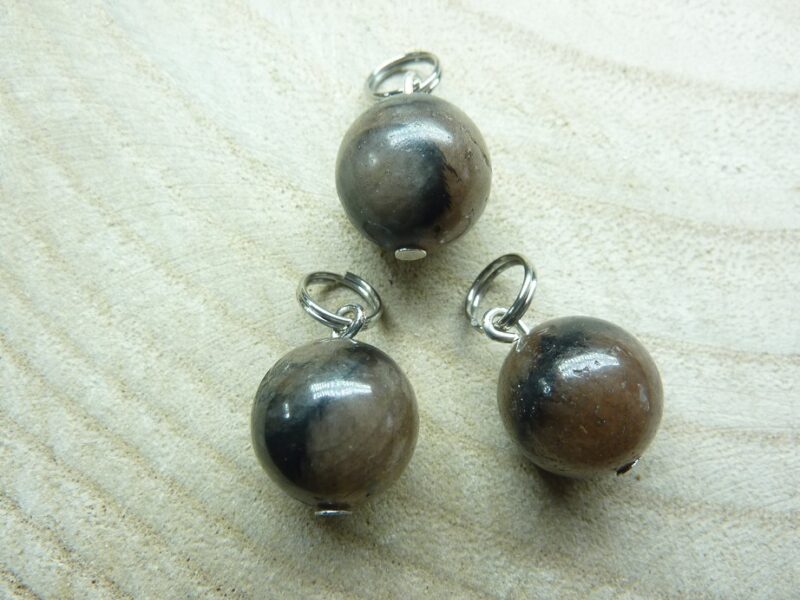 Pendentif Chiastolite-Andalousite - perle 12 mm