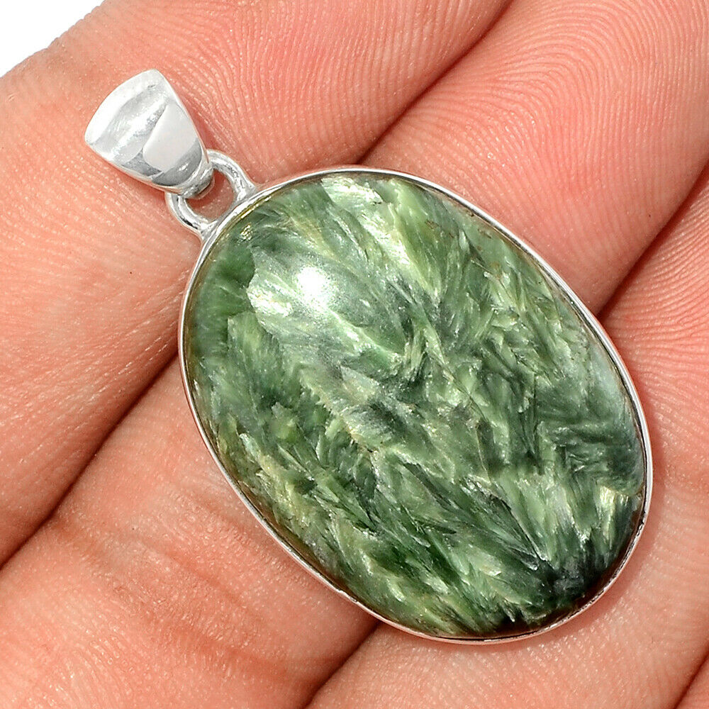 Pendentif Séraphinite Monture argent 925 ref 4782