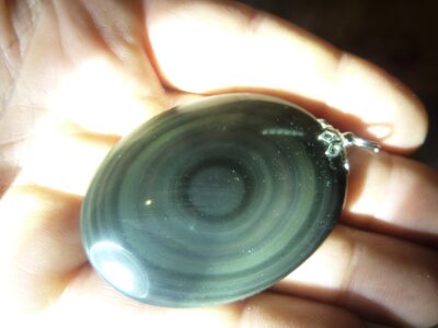 Pendentif Obsidiene oeil celeste ref 3627