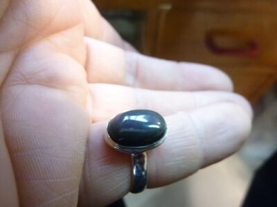 Bague obsidienne oeil celeste argent 925 taille 55 ref 9389