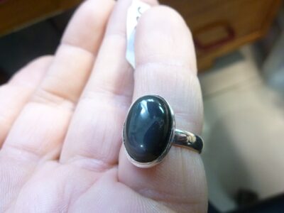 Bague obsidienne oeil celeste argent 925 taille 55 ref 9389