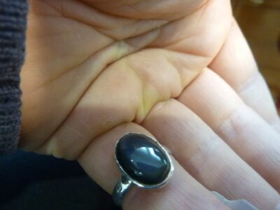 Bague obsidienne oeil celeste argent 925 taille 55 ref 9389