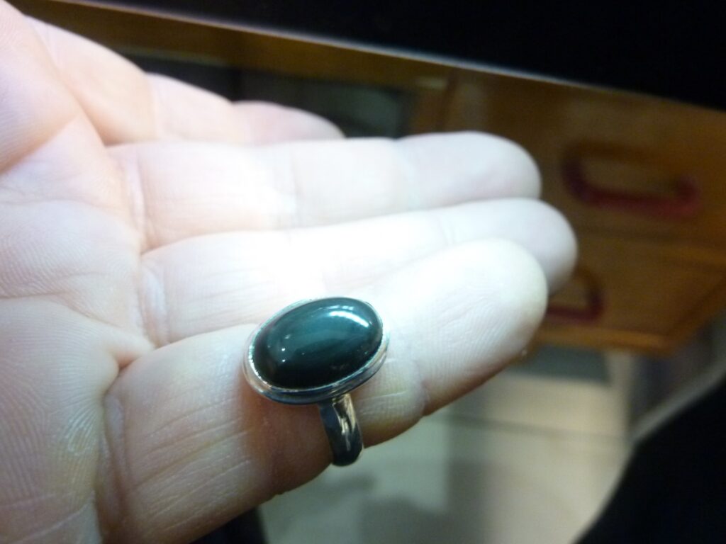 Bague obsidienne oeil celeste argent 925 taille 50 ref 2991